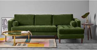 When it comes to sofas and armchairs there s nothing quite as wonderful as velvet. Scott Ecksofa Recamiere Rechts Samt In Grasgrun Grunes Samtsofa Ecksofa Wohnzimmer Sofa