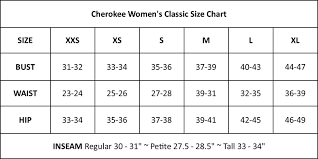 Cherokee Classic Fit Size Chart Mates Uniforms Fashion