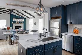 Kitchen Trend Navy Blue Cabinets Scott Mcgillivray Open Concept Kitchen Living Room Open Kitchen And Living Room Open Concept Kitchen Living Room Colors