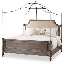 Frame for a crown canopy (dark gray or white color). Hooker Furniture True Vintage King Upholstered Canopy Bed Fabric In Light Wood 5701 90166