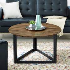 A touch of elegance and functionality for any living room thirsting for more modern glam style. Welwick Designs 32 In Dark Walnut Medium Round Mdf Coffee Table Hd8126 The Home Depot