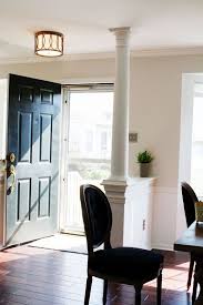 Like The Post And Half Wall To Give The Feel Of An Entry Space When The Front Door Opens Dir Formal Living Rooms Living Room Furniture Layout Livingroom Layout