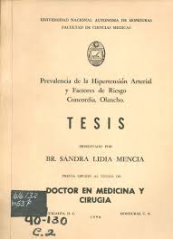 TMH907 -PREVALENCIA DE LA HIPERTENSIÓN ARTERIAL Y FACTORES DE RIESGO  CONCORDIA, OLANCHO.SANDRA LIDIA MENCIA.