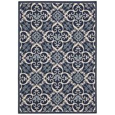 Nourison Caribbean Navy 5 Ft X 7 Ft Indoor Outdoor Area Rug 239419 The Home Depot Area Rugs Navy Rug Area Rug Decor