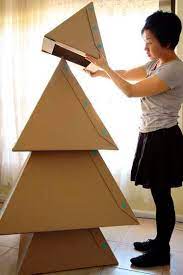 For Next Year Diy Cardboard Xmas Tree With Templates Cardboard Christmas Tree Christmas Tree Design Easy Holiday Decorations