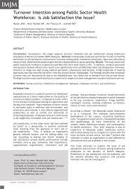+603 8769 2100 | fax: Pdf Turnover Intention Among Public Sector Health Workforce Is Job Satisfaction The Issue