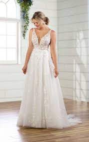 Sleeveless V Neckline A Line Wedding Dress With Tulle Skirt Kleinfeld Bridal Orga Dream Wedding Dresses Fit And Flare Wedding Dress Wedding Dresses Kleinfeld