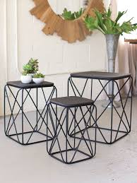 Black Metal Wire Table 3 Set Brickell Collection Wire Table Accent Table Sets Metal Table