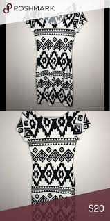 Almost Famous White Black Aztec Print Dress M Aztec Print Dress Print Dress Famous Dress