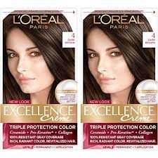 Now you can lift black to medium brown hair 3 to 4 levels without brassiness in one simple step. Buy L Oreal Paris Excellence Creme Permanent Hair Color 4 Dark Brown 100 Gray Coverage Hair Dye Pack Of 2 Online In Turkey B084w3csqh