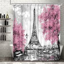 Maybe you would like to learn more about one of these? Amazon Com Riyidecor Paris Eiffel Tower Shower Curtain For Bathroom Decor 72wx72h Inch Pink Paris Theme Bath Set For Women Girls Vintage Eiffel City Landscape Home Accessories Fabric Waterproof 12 Pack Hooks Kitchen