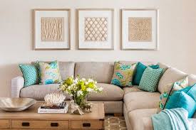 Highgate House Beige Living Rooms Turquoise Living Room Decor Cushions On Sofa