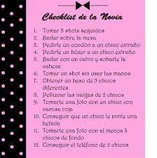 Checklist De Retos Para La Novia Cosas De Boda Despedida De Soltera Despedida