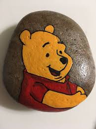 Hand Painted River Rock Winnie The Pooh Rock Painting Designs Rock Painting Patterns Rock Painting Art