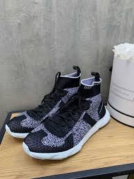Black technical knit and reflective black calfskin. Dior Homme Sock Knit Hight Top Sneakers Black White 43 Luxury Bags