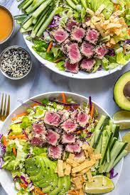 Apparently, when a sushi item is adorned or dressed with spicy mayo, it is given some incredible super names like 'volcano' or 'dynamite'. Sashimi Tuna Salad With Carrot Ginger Dressing The Girl On Bloor