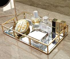 12 X 8 Mirror Tray Mirrored Vanity Tray Jewelry Decorative Trays Metal Gold 756244665412 Ebay Trays Decor Bedroom Glass Tray Decor Gold Bathroom Decor