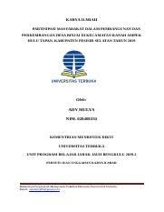 Tulisan yang terdeteksi sebagai plagiat tidak akan dimuat dalam publikasi jurnal online universitas terbuka. Ady Mulya 020408334 Docx Karya Ilmiah Partisipasi Masyarakat Dalam Pembangunan Dan Perkembangan Desa Binjai Di Kecamatan Ranah Ampek Hulu Tapan Course Hero