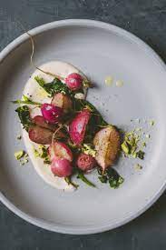 Stovetop Radishes With Mint And Miso Yogurt Food Recipes Foodstyling Food Delicious Recipes W Fine Dining Recipes Food Presentation Radish Recipes