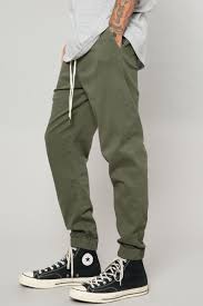 Military Green Stretch Twill Jogger Pant Elwood Clothing