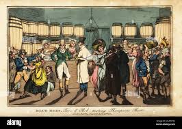 Regency Dandies Slumming It In A Gin Palace In St Giles Irish Labourers Servants And Prostitutes Drink And Dance In A Gin Shop Blue Ruin Tom And Bob Tasting Thompson S Best Handcoloured