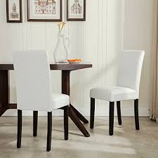This style of dining room chair has an extended back for a. Set Of 2 Elegant Design Modern White Leather Parson Dining Chairs Furniture New Buy Online In United Arab Emirates At Desertcart Ae Productid 44910039