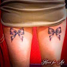 Bow Tattoos On The Back Of Each Of The Clients Legs Bow Tattoo Lace Bow Tattoos Tattoos