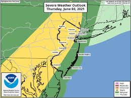 As we await the arrival of downpours and thunderstorms this evening and tonight. N J Weather Severe Thunderstorm Watch Issued For Strong Storms With Damaging Winds Nj Com
