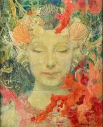 Art Deco Mermaid Princess in the Ocean Underwater Mermaids Artwork 1920’s  Mythology Mythological