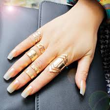 Zinc Alloy Gold Plated Ring 5pc Set For Fashion Girls Gift Europe Popular Gold Color Ring Fashion Rings Color Ring
