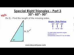 A special right triangle is a right triangle with some regular feature that makes calculations on the triangle easier, or for which simple formulas exist. Special Right Triangles Part 3 30 60 90 Youtube
