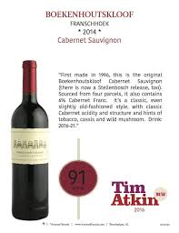 Boekenhoutskloof Cabernet Sauvignon 2014 91 Points Tim Atkin Cabernet Sauvignon Cabernet Cabernet Franc