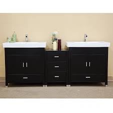 Our old 80's style vanity was 21 deep (from the front to the wall). 81 Inch Modern Black Double Sink Bathroom Vanity
