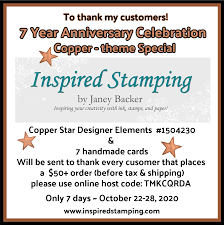 25 th anniversary the 25 th anniversary is marked by silver. Inspired Stamping By Janey Backer 7 Year Anniversary Celebration With Copper