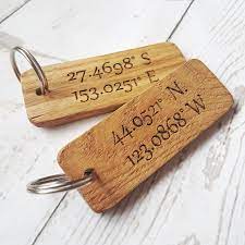 It can be hard coming up with unique gifts year after year. Engraved Coordinates Keyring I Wooden Anniversary Gift I Make Memento