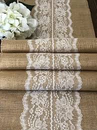 Burlap Table Runner With Ivory Or White Lace Center Farmhouse Etsy Lace Table Runners Lace Table Burlap Table Runners