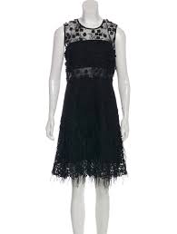 Black Elie Tahari Sleeveless Lace Midi Dress With Scoop Neck Sheer Panel At Yoke Floral Applique At Bodice Feather Trim A Dresses Lace Dress Lace Midi Dress