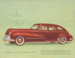 1948 Oldsmobile Sales Catalog Featuring The Series 70 Four Door Sedan Oldsmobile Sedan Automobile Advertising