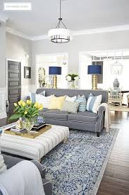 Spring Home Tour With Vibrant Yellows And Pretty Blues White Walls Living Room Living Room Grey Blue Living Room