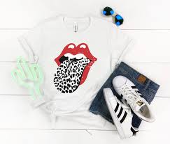 Black And White Rockstar Red Lips Leopard Tounge Black And White Rockstar Rocker Band Etsy In 2020 Lips Shirt Cute Pajamas Hoodies Shop