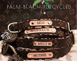 In monogram canvas, it has a leather backing and id tag and can be accompanied by the baxter dog leash. Louis Vuitton Dog Collar W Lv Hang Tag Gucci Dog Collar Upcycled Rosegold Hardware Goldtone Hardwar Gucci Dog Collar Louis Vuitton Dog Collar Lv Dog Collar