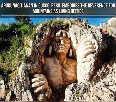 The Apukunaq Tianan, also known as the Abode of the Gods. Located about 8 to 10 miles from the city of Cusco, Peru, this site features large stone figures, hand-carved directly into
