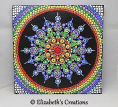 Mandala Art Mandala Painting Painted Mandala Rainbow Etsy Mandala Painting Mandala Art Dots Art