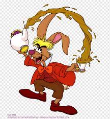 Disney's alice in wonderland, an animated film, depicted the march hare at the tea party as being deliriously confused. March Hare Alice S Adventures In Wonderland The Mad Hatter Queen Of Hearts White Rabbit Alice In Wonderland Mammal Vertebrate Fictional Character Png Pngwing