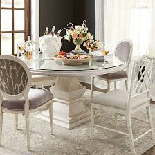 Andrews Pedestal Dining Table Glass Topper Ballard Designs In 2020 Pedestal Dining Table Glass Dining Table Dining Table