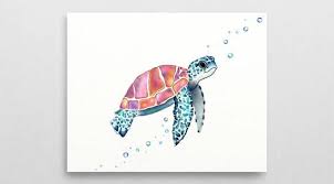 Turtle Print Wall Canvas Free Standing Turtle Print Sea Etsy Bathroom Canvas Art Mini Canvas Art Turtle Painting
