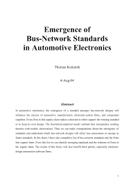 Emergence Of Bus Network Standards In Automotive Electronics