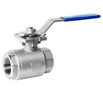 1 in. NPT Threaded - 2-Piece Standard (Reduced) Port Ball Valve - 3000  PSI/WOG - 316 Stainless Steel Valve (Locking Handle)