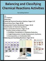 Balancing And Classifying Chemical Equations Activities Chemical Equation Equations Chemical