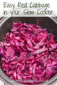 Slow Cooker Red Cabbage Quick And Easy To Prepare Enjoy At Christmas Lunch Or With Sausages Everyd Slow Cooker Red Cabbage Red Cabbage Recipes Red Cabbage